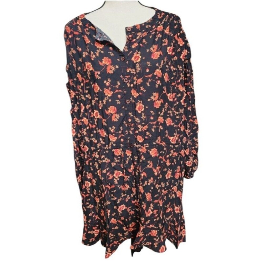 Free People Large Viscose Peasant Blouse Soft Flowy Floral